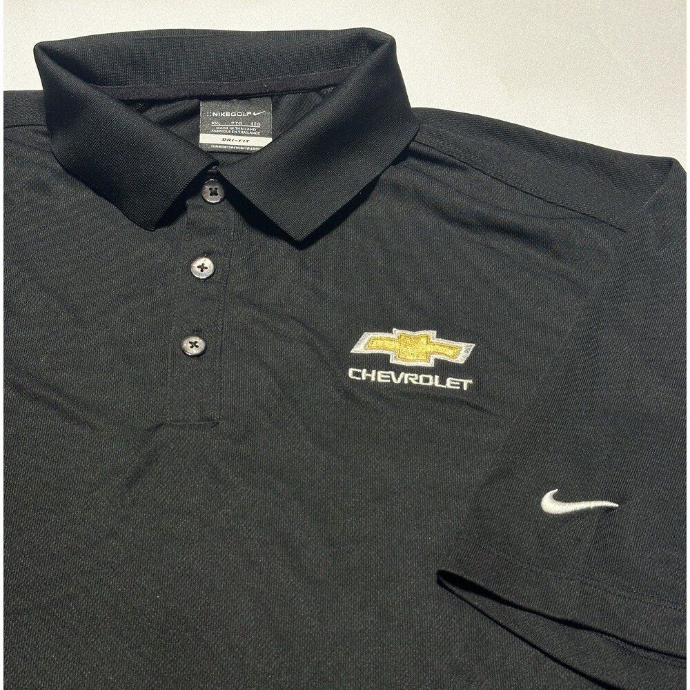 Chevy Nike Golf Polo Shirt Mens XXL Black Chevrolet Short Sleeve Dri Fit *READ**